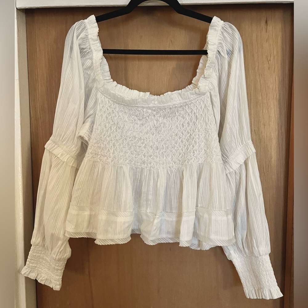 by Anthropologie White Peasant Blouse